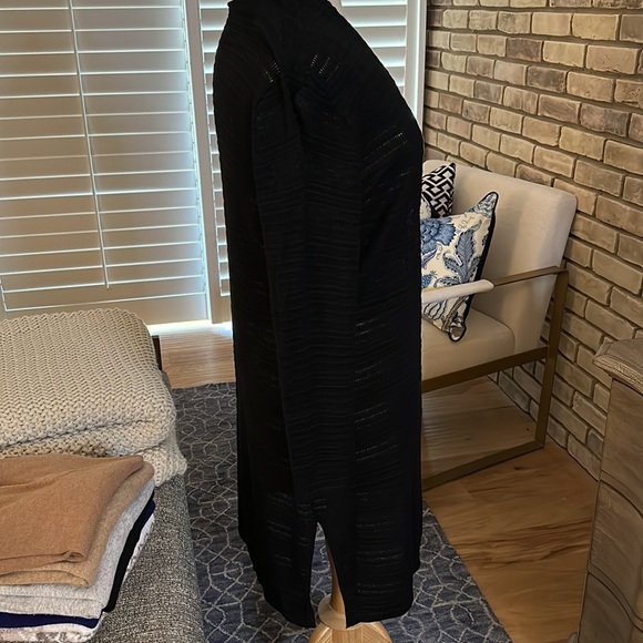 Black Long Woven Duster Cardigan - Picture 3 of 5